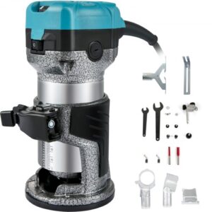 VEVOR Enrutador de Palma Base Fija 800W 10000-30000r/min Herramienta Compacta de Enrutador de Palma de Madera Carpintero Trabajar Carpintería 6 y 8mm Fresadora para Madera Ranurado Tallado Conformado