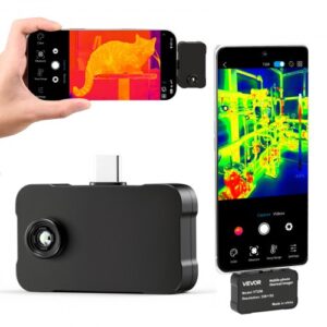 VEVOR Cámara Térmica para Android e iOS, Cámara Termográfica, Infrarroja, Resolución IR 256x192, Superresolución 512x384 TISR, Rango -20 a 550 °C, 25 Hz para Móvil Inspección Eléctrica HVAC Fontanería