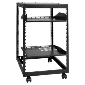 VEVOR Rack de servidor de marco abierto de 15U, profundidad ajustable de 58.5-101.6cm//23"-40", rack de servidor de red, 4 postes con ruedas, sostiene todos sus equipos de TI de red Módem enrutador de engranaje