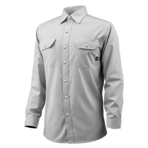 VEVOR Chaqueta de Soldadura Resistente al Fuego, Talla L, Algodón, Resistente al Calor Lavable a Máquina con Cuello, Puños y Bolsillos Ajustables, ATPV 9,2 cal/cm², 850,9 x 1295,4 x 647,7 mm, Gris