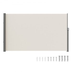 VEVOR Toldo Lateral Retráctil Pantalla de Privacidad al Aire Libre 180x300 cm Toldo Lateral contra Viento Impermeable de Poliéster Divisor de Habitación UV 30+ para Patio, Jardín, Balcón, Beige
