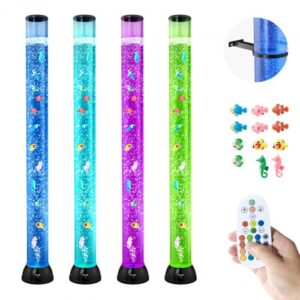 VEVOR Lámpara Sensorial de Burbujas, Tubo de Burbujas de 1,2 m Lámpara Sensorial para Acuario con 10 Peces Flotantes, 16 Efectos de Color y Control Remoto para Sala de Estar, Decoración del Hogar