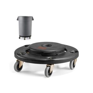 VEVOR Carrito de Bote de Basura, Base Redonda con Ruedas para Basura con 4 Ruedas Bloqueables, Capacidad de Peso de 227 kg, Carro para Barril Resistente, Carrito Rodante Multifuncional, Negro