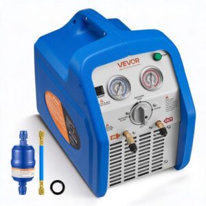 VEVOR Máquina Portátil de Recuperación de Refrigerante 1 HP, Máquina de Recuperación con Protección de Alta Presión 3,5 kg/min Velocidad de 1450 rpm, Cilindro Doble, para Sistemas de Climatización