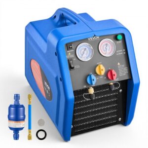 VEVOR Máquina de Recuperación de Refrigerante Portátil, 3/4 HP 220V 50Hz, Recuperadora de Refrigerante de un Cilindro, Motor de 1450 RPM, con Protección Automática, para Vapor Líquido de HVAC Autos