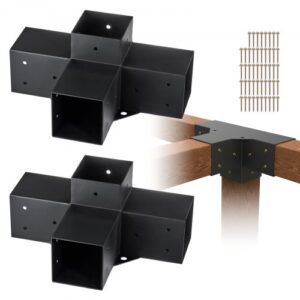 VEVOR 2PCS Kit de Soporte de Pérgola 10x10 cm Soporte para Postes de Maderas 2 Soportes de Esquina de 4 Vías Postes de Madera Hardware de Bricolaje para Cenadores, Pérgolas de Patio, Cabañas