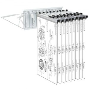 VEVOR Estante de almacenamiento de planos para montaje en pared – Capacidad para hasta 1200 planos, soporte para planos colgante con 12 soportes pivotantes, para abrazaderas de 24", 30", 36" o 42" (solo estante sin abrazaderas) - Servicio pesado (240 libras)