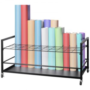 VEVOR Estante de almacenamiento de planos, soporte de planos de 50 ranuras con ruedas, carrito de almacenamiento de planos de metal móvil para planos de construcción, carteles arquitectónicos, soporte para archivos en rollo para el hogar, oficina, escuela