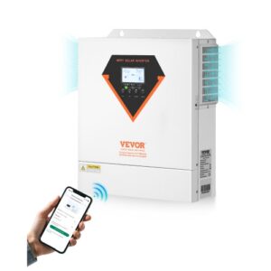 VEVOR Inversor solar híbrido de 3500 W, inversor/cargador de onda sinusoidal pura todo en uno, de 24 V CC a 220/230 V CA monofásico, con controlador solar MPPT de 100 A integrado, para sistemas aislados de baterías de plomo-ácido y litio