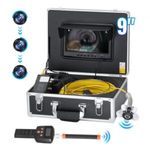 VEVOR Cámara de Alcantarillado con Localizador 512 Hz, 30 m, Cámara de Inspección de Drenaje con Nivelación Automática, Zoom 36X, 12 LED, Tarjeta 32 GB, para Tuberías de Conductos, 320 x 390 x 155 mm