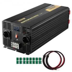 VEVOR Inversor de Corriente, 6000 W, Inversor de Onda Sinusoidal Modificada, Convertidor de CC de 12 V a CA de 230 V para Automóvil con Pantalla LCD, Indicadores LED, Tomas de Corriente de la UE, Inversor de Corriente para Automóvil, RV, Camión, Barco, Viajes, Campamento