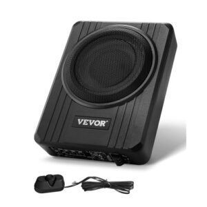 VEVOR Subwoofer para Debajo del Asiento para Automóvil 203 mm 400 W Altavoz Compacto para Coche Amplificador Incorporado Entrada de Nivel Alto Bajo Controlador de Volumen Control Remoto con Cable
