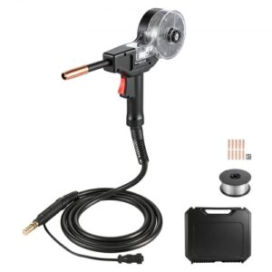 VEVOR Pistola de Carrete MIG 130A con Cable 3 m Compatible con Lincoln Magnum 100SG K2532-1 para Easy MIG 140 180 con Rodillo y Puntas de 0,8-0,9 mm, Alambre Aluminio para Reparación Taller Automotriz