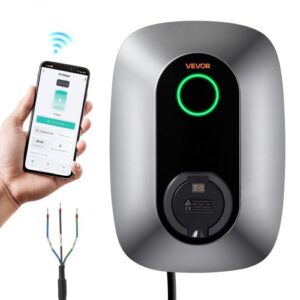 VEVOR Estación de Carga de Vehículo Eléctrico 7kW, 32A, 230V CA, Cargador de Coche Eléctrico Monofásico Tipo 2, Control por Aplicación, Indicador LED, para Vehículos Eléctricos e Híbridos Enchufables