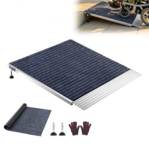 VEVOR Rampa para Silla de Ruedas de 915 x 915 mm, Rampa de Umbral de Aluminio Antideslizante, Capacidad de Carga 317,5 kg, Plataforma para Puertas, Scooters, Entradas, Andadores, Garajes y Carros