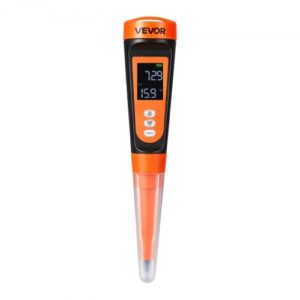 VEVOR Medidor de pH para Alimentos, Rango de Medición 0-14 de Alta Precisión, a Prueba de Agua IP68, Compensación Automática de Temperatura, pHmetro para Fermentación Masa de Pan Carne Agria Queso