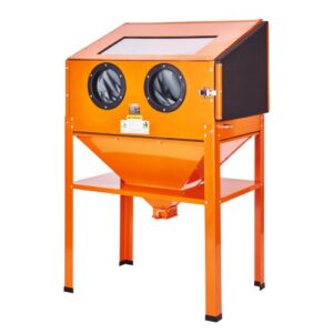 VEVOR Gabinete de chorro de arena, gabinete de chorro de arena de 227 L de 40 a 120 PSI con soporte, chorro de arena de acero resistente con pistola de chorro de arena y 4 boquillas de cerámica