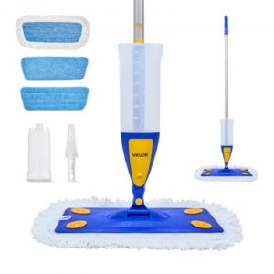 VEVOR Fregona en Aerosol, 11,5 x 38 x 123 cm, con 3 Mopas Lavables y Reutilizables, Depósito de Agua Recargable de 800 ml y Función de Pulverización para Limpiar Suelos de Baldosas/Vinilo/Madera