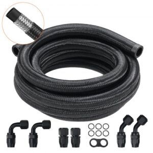 VEVOR Manguera de Combustible 10AN Manguera de Combustible 20mm Longitud 3m Línea de Combustible Diesel de Nylon Trenzado y Acero Inoxidable con 7 Adaptadores Accesorios Giratorios para Motores Coches