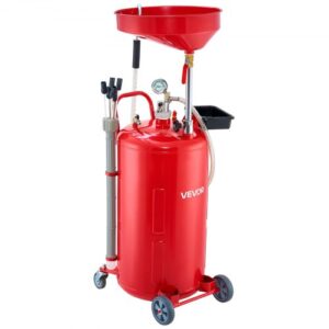 VEVOR Tanque de Drenaje de Aceite Usado, Drenaje de Aceite Portátil Neumático de 79,5 L con Embudo Ajustable y Ruedas, Drenaje de Combustible Líquido para Taller de Reparación de Automóviles, Rojo