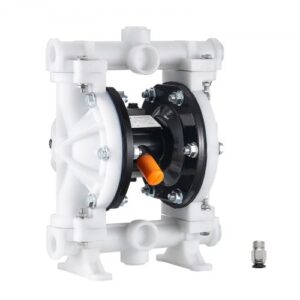 VEVOR Bomba Neumática de Doble Diafragma, 17 L/min, Entrada y Salida de 38,1 mm, para Transferencia de Aceite Usado, Carcasa de Aleación de Aluminio, para Diésel, Grasa, Queroseno y Gasolina
