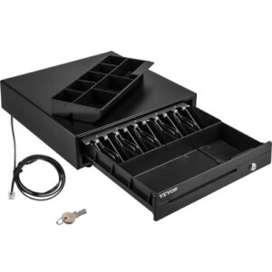 VEVOR Cajón de Efectivo Tipo de Accionamiento 2 Llaves Cajón Portamonedas 12V Caja Registradora de Punto de Venta 41 x 42 x 10 cm Bandeja para Cajón de Dinero Cajón de Caja Registradora Bandeja