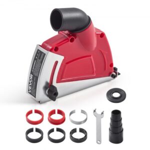 VEVOR Protector Antipolvo de Corte para Amoladoras Angulares,10 a 12,7 cm con 6 Arandelas de Sujeción, Profundidad de Corte Ajustable, para Madera, Hormigón, Pared y Piedra, 190 x 78 x 165 mm