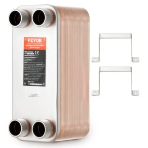 VEVOR Intercambiador de Calor, 5"x 12" 50 Placas Soldadas Intercambiador de Calor, Cobre/Acero Inoxidable 316L Intercambiador de Calor Agua a Agua para Calefacción por Suelo, Calentamiento de Agua, Derretimiento de Nieve, Enfriamiento de Cerveza