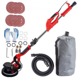 VEVOR Lijadora de Pared 850 W, Pulidora de Obra Seca 750 W, Lijadora Eléctrica para Paredes y Techos, Lijadora Jirafa, Ideal para Lijar Techos y Paredes, Plegable con Luz LED y Bolsa de Vacío