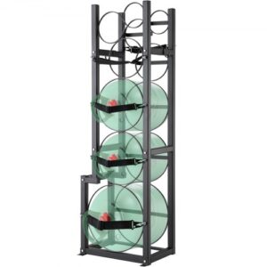 VEVOR Soporte para tanque de refrigerante para 1 tanque de 50 lb, 2 de 30 lb y 3 otros tanques de botellas pequeñas soporte para tanque de cilindro 15,55"x12,99"x49,8" soporte para cilindro