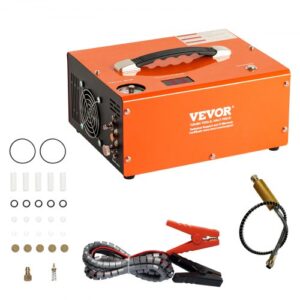 VEVOR Compresor de Aire PCP Portátil de 30 MPa con Convertidor Incorporado Apagado Automático CC 12V/CA 230V Motor de 300W Bomba de Tanque de Paintball sin Aceite para Pistola de Aire, Tanque de Buceo