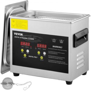 VEVOR Limpiador Ultrasónico Mejorado 3 L Calentador Ultrasónico de 200 W 120 W Limpiador de Piezas Ultrasónico de Laboratorio Digital con Calefacción para Limpiar Piezas de Gafas Joyerías