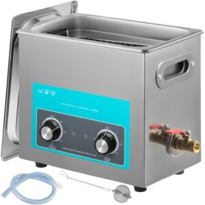 VEVOR Limpiador Ultrasónico 6 L Control de Máquina de Limpieza Ultrasónica con Perilla de Acero Inoxidable 304 con Temporizador de Calentador para Joyas, Relojes, Gafas, Instrumentos Dentales