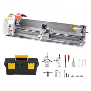 VEVOR Torno de Metal, 220 x 1000 mm Velocidad Variable 2500 RPM, 1250 W Torno de Banco con Alimentación Automática, Sistema de Roscado Electrónico, para Mecanizar Metales Blandos, Plástico