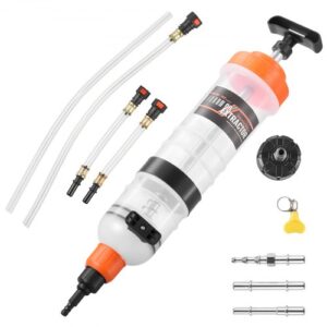 VEVOR Jeringa de Succión de Aceite 1500 cc, Bomba Extractora de Líquido Manual con Adaptadores, Anillos de Goma Herméticos, para Extracción y Relleno de Líquido de Frenos Aceite de Transmisión Coches