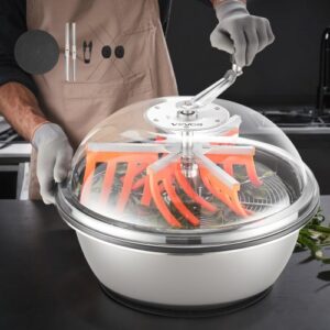 VEVOR Máquina Recortadora de Cuenco de Hojas Manual 480 mm Recortadora de Cuenco de Hoja de Brote con Tapa Transparente y 3 Rejillas de Acero Inoxidable para Brotes de Flores, Hierbas Aromáticas