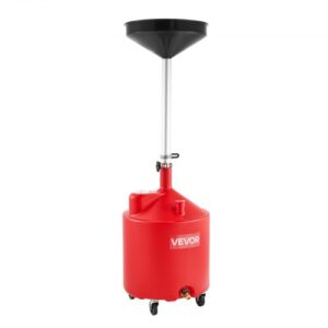 VEVOR Tanque de Drenaje de Aceite Usado, Drenaje de Aceite Portátil de Plástico de 68 L con Embudo Ajustable y Ruedas, Drenador de Combustible para Taller de Reparación de Coches, Industria, Rojo