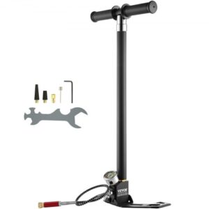 VEVOR Bomba Manual PCP 4 Etapas Bomba de Rifle de Aire 4500 PSI Alta Presión 30 MPa Filtro de Humedad y Aceite Manómetro, Acero Inoxidable para Pistolas de Aire Comprimido, Tanque de Buceo, Paintball