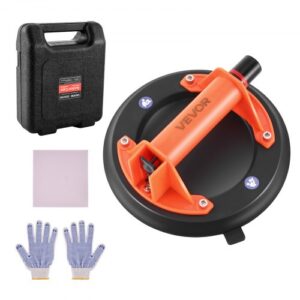 VEVOR Ventosa de Vacío, Elevador de Vidrio por Vacío 203 mm con Mango de ABS, Capacidad de Elevación 180 kg, con Estuche de Transporte, para Azulejos Grandes, Granito, Paneles de Yeso, Ventanas