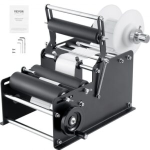 VEVOR Etiquetadora Redonda Manual, 15-20pcs/min, Aplicador de Etiquetas para Botellas Redondas, Etiquetadora Manual Ajustable Adecuada para Etiquetas de Botellas Longitud/Ancho Entre 10-130 mm