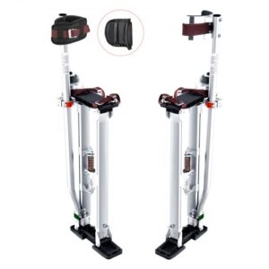 VEVOR Zancos de Trabajo de Aleación de Aluminio Altura Ajustable de 61-101,6 cm Zancos de Pintor Carga de 103 kg Zancos para Paneles de Yeso Tamaño de Pies 27-29 cm para Pintura Decoración Color Plata