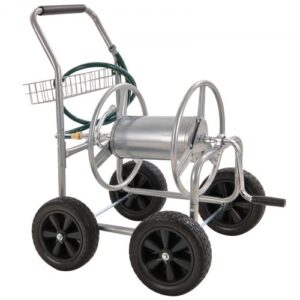 VEVOR Carro de Carrete de Manguera, Manguera de Agua 1,5 cm y 76 m, Herramientas Móviles con 4 Ruedas, Cesta de Almacenamiento de Acero con Recubrimiento en Polvo para Plantación al Aire Libre