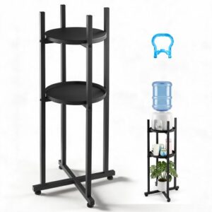 VEVOR Soporte para Dispensador de Agua, Estantería Metálica de 2 Niveles, Estantes Desmontables, Capacidad de 1 Botella de 11 L y 19 L, Decoración y Almacenamiento para Comedor Cocina Oficina Salón