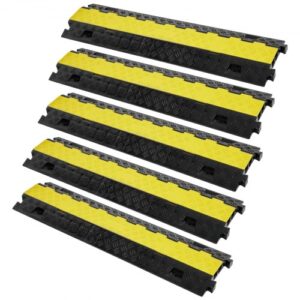 VEVOR Rampa Protectora de Cables 2 Canales 5 Piezas 91,8 x 25 x 4,3 cm Capacidad de 10.000 kg/eje, Cubierta de Alambre de TPU Resistente, Rampa Protectora de Manguera, Rampa de Entrada, Retardador de Velocidad