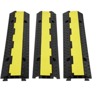 VEVOR Rampa de Protección de Cable Canaleta Para Cable 3 Piezas 2 Vías Canaleta Pasacables de Suelo 3 x 3 cm Protector de Cables de Caucho y Pvc 98x24x4,5 cm