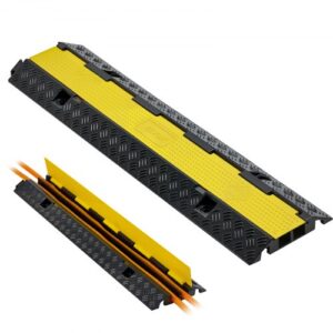 VEVOR Protector de Cables para Suelo de 2 Canales de 32 x 31 mm, Rampa de Protección de Cable Carga de Capacidad de 9979 kg, Rampa de Caucho para Interiores, Exteriores, Hogar, Oficina, Almacén