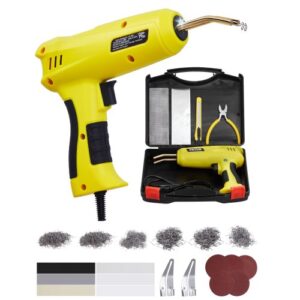 VEVOR Kit de Soldadura de Plástico 220 W con 1200 Grapas Calientes y 76 Varillas Soldadura, con Luz LED, Estuche de Transporte para Juguetes, Reparación de Parachoques Automóviles, 230 x 168 x 56 mm