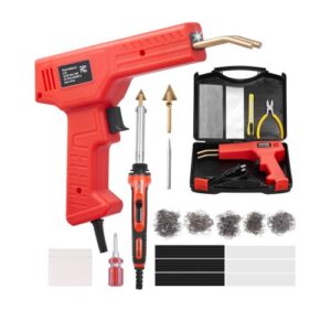 VEVOR Kit de Soldador de Plástico, Pistola de Soldadura de Plástico de 100 W Soldador de 60 W/100 W, con 1000 Piezas de Grapas Calientes y 60 Varillas para Parachoques de Automóvil, 230 x 160 x 43 mm