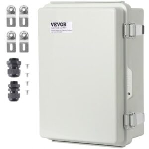 VEVOR Caja de Conexiones Eléctricas Cubierta con Bisagras para Caja Eléctrica de Plástico ABS de 300x200x180mm Pestillo de Acero Inoxidable Impermeable IP67 a Prueba de Polvo para Proyectos Eléctricos