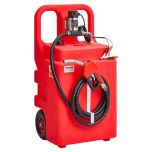 VEVOR Tanque de Combustible Portátil 121 L con Bomba de Transferencia de Combustible Eléctrica de 10 GPM, Manguera de 3,96 m, Boquilla Autosellante, Contenedor de Combustible para Diésel, Rojo